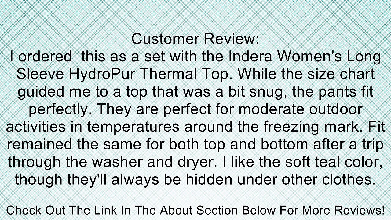Indera - Womens HydroPur Thermal Pant 4500DR Review