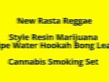 New Rasta Reggae Style Resin Marijuana Pipe Water Hookah Bong Leaf Cannabis Smoking Set