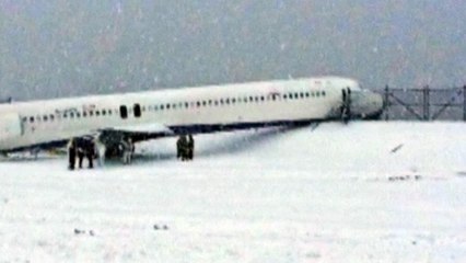 Plane has near miss as it skids off New York runway