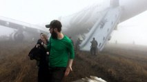 Passengers use emergency slide after plane overshoots runway