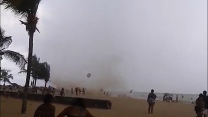 Waterspout hits Brazilian beach