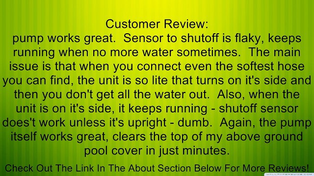 Ocean Blue 195093 Automatic On/Off Electric Winter Pool Cover Pump, 350 GPH (Discontinued by Manufacturer) Review