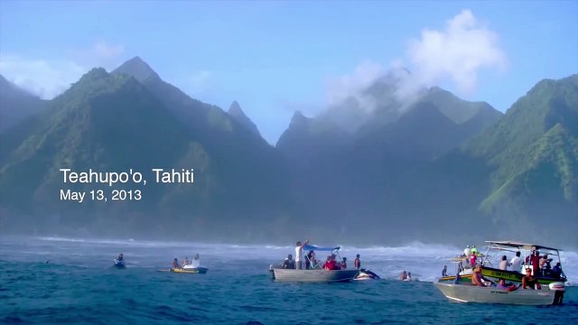 Surfing heavy waves at Teahupo'o 2013
