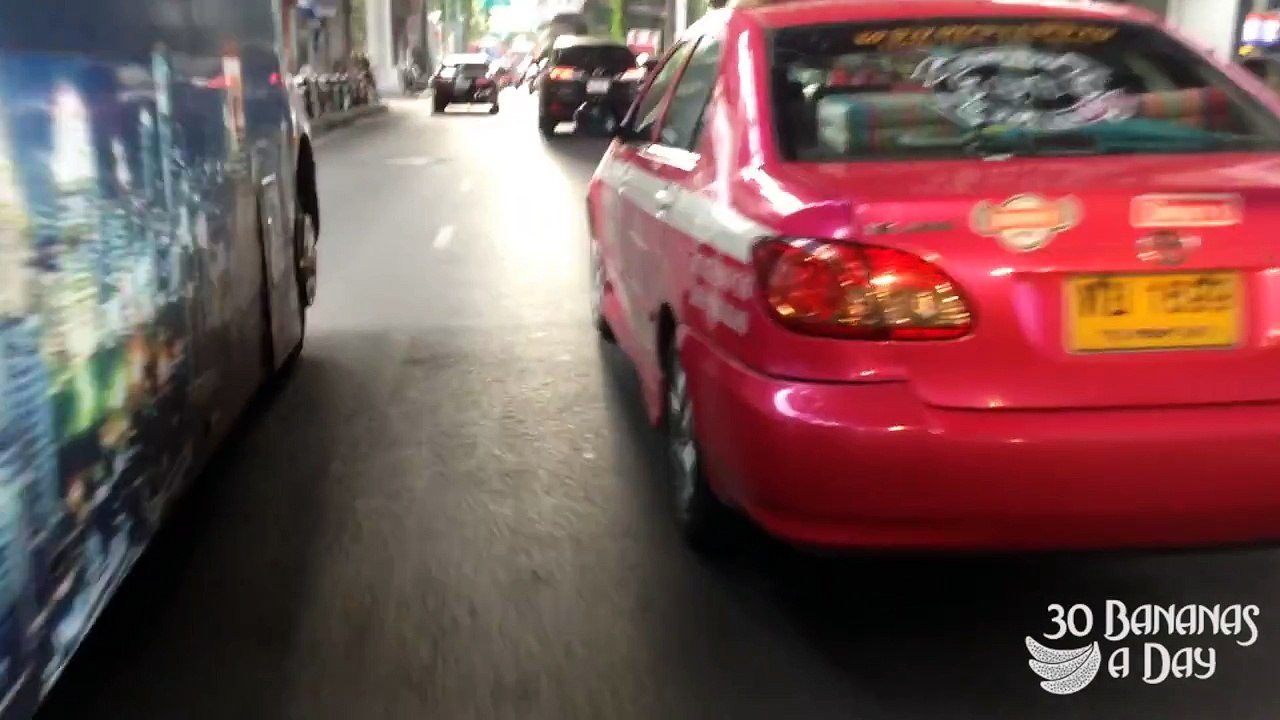 Cyclist VS Bus In Traffic