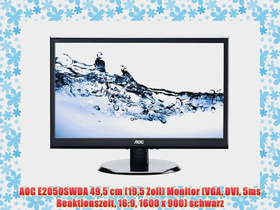 AOC E2050SWDA 495 cm (195 Zoll) Monitor (VGA DVI 5ms Reaktionszeit 16:9 1600 x 900) schwarz