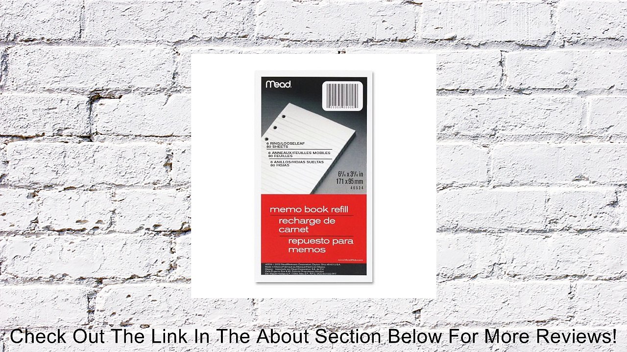 12 Pack 6-Ring Memo Book Refill, College Rule, 6HP, 6-3/4 x 3-3/4, 80 Sheets, White by MEAD Review