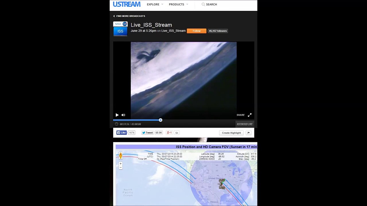 Object filmed by ISS cam. HD