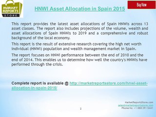 Spain HNWI Asset Allocation forecast to 2015