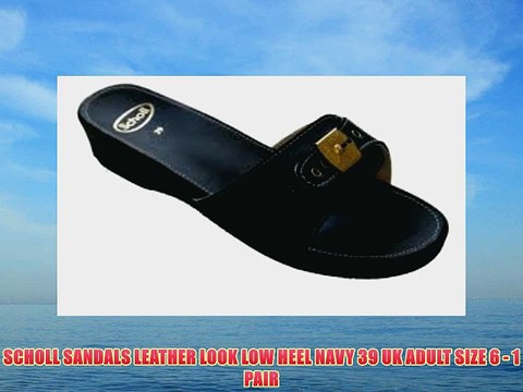 SCHOLL SANDALS LEATHER LOOK LOW HEEL NAVY 39 UK ADULT SIZE 6 - 1 PAIR