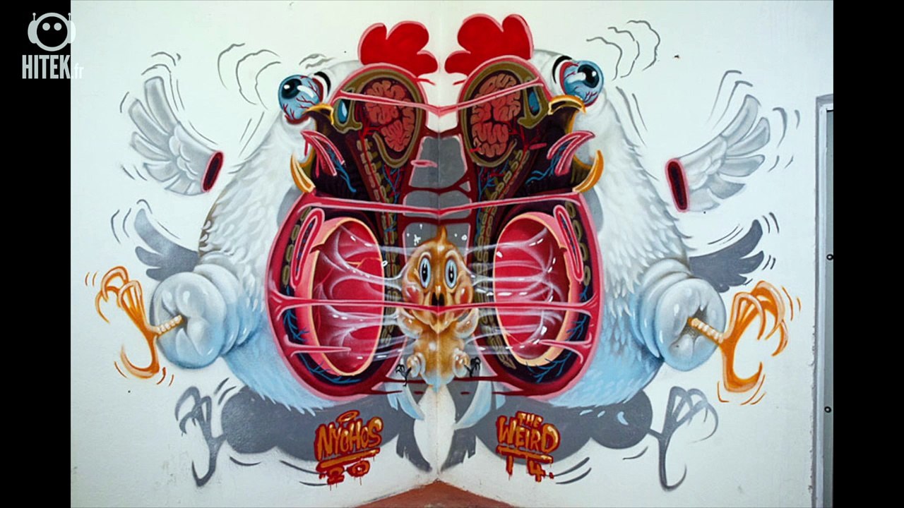 Street art : les personnages de dessins animés disséqués révèlent leur anatomie