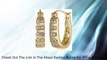 Goldtone Finish Silver Diamond-Accent Hoop Earrings (0.5