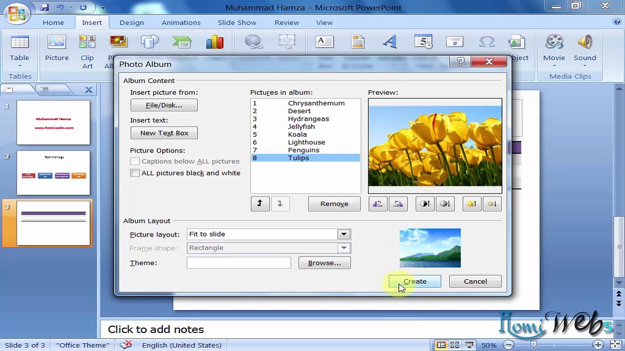 MS Powerpoint (Urdu-Hindi) Lec 3 Insert HomiWebs