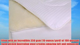 Herington All-Natural 350 GSM Australian Wool/Japara Cotton Reversible Queen Mattress Pad White