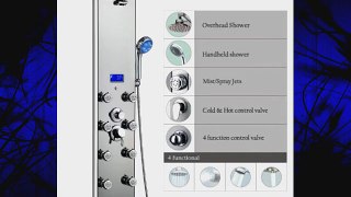 Blue Ocean 52 Aluminum SPA392M-L Shower Panel Tower with Rainfall Shower Head 8 Multi-functional
