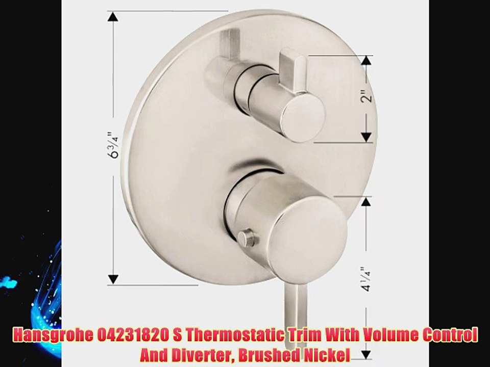 Hansgrohe 04231820 S Thermostatic Trim With Volume Control And Diverter Brushed Nickel