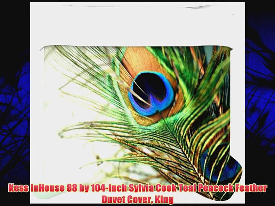 Kess InHouse 88 by 104-Inch Sylvia Cook Teal Peacock Feather Duvet Cover King