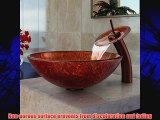 VIGO VGT022RBRND Mahogany Moon Glass Vessel Sink and Waterfall Faucet Set Oil Rubbed Bronze