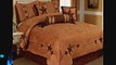 7 Pieces WESTERN Lodge Oversize Comforter Set Camel Brown Lone Star Micro Suede King Size Bedding