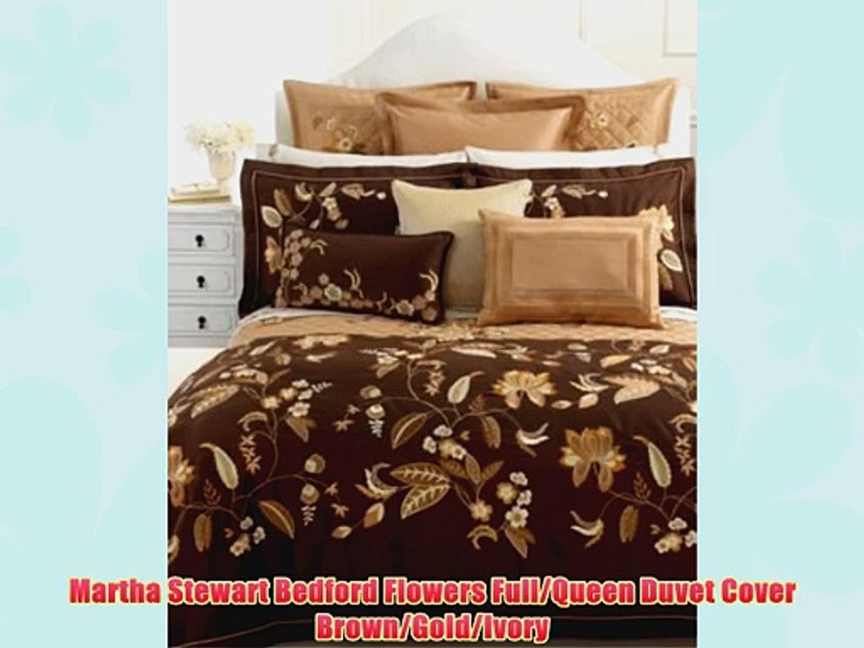 Martha Stewart Bedford Flowers Full/Queen Duvet Cover Brown/Gold/Ivory