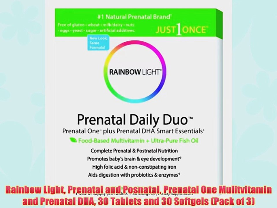 Rainbow Light Prenatal and Posnatal Prenatal One Mulitvitamin and Prenatal DHA 30 Tablets and