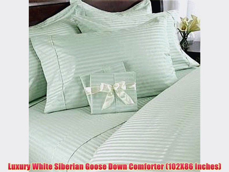 800 Thread Count California King Siberian Goose Down Comforter 8 PC Bed in a Bag Sage Damask