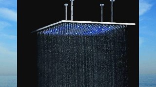 Faucetland 024002212 40 Inch Wall Mount Square Rainfall Showerhead with Build-in LED Light