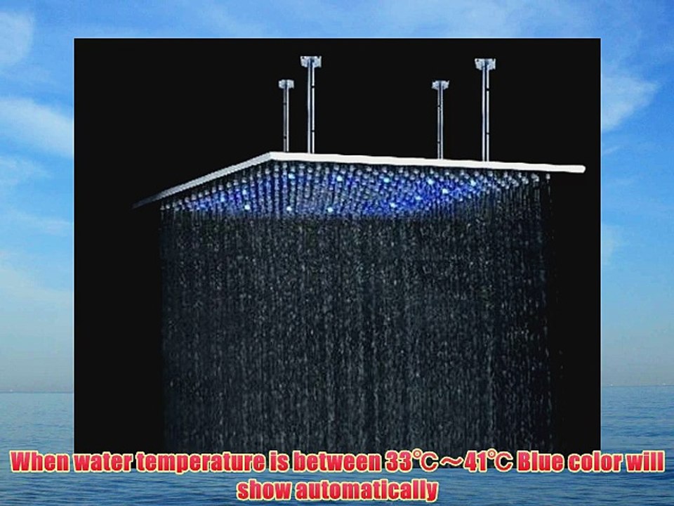 Faucetland 024002212 40 Inch Wall Mount Square Rainfall Showerhead with Build-in LED Light
