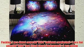 Anlye Home Decor Bedding Set 2 Sides Printing Purple Nebula Quilt Coverlet Purple Nebula Linen