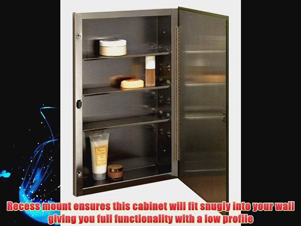 Jensen 868P24SSG 16 by 26 by 4-1/2-Inch Galena Frameless Basic Medicine Cabinet Stainless Steel