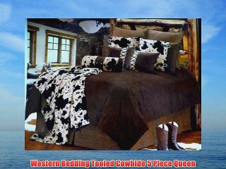 Western Bedding Tooled Cowhide 5 Piece Queen