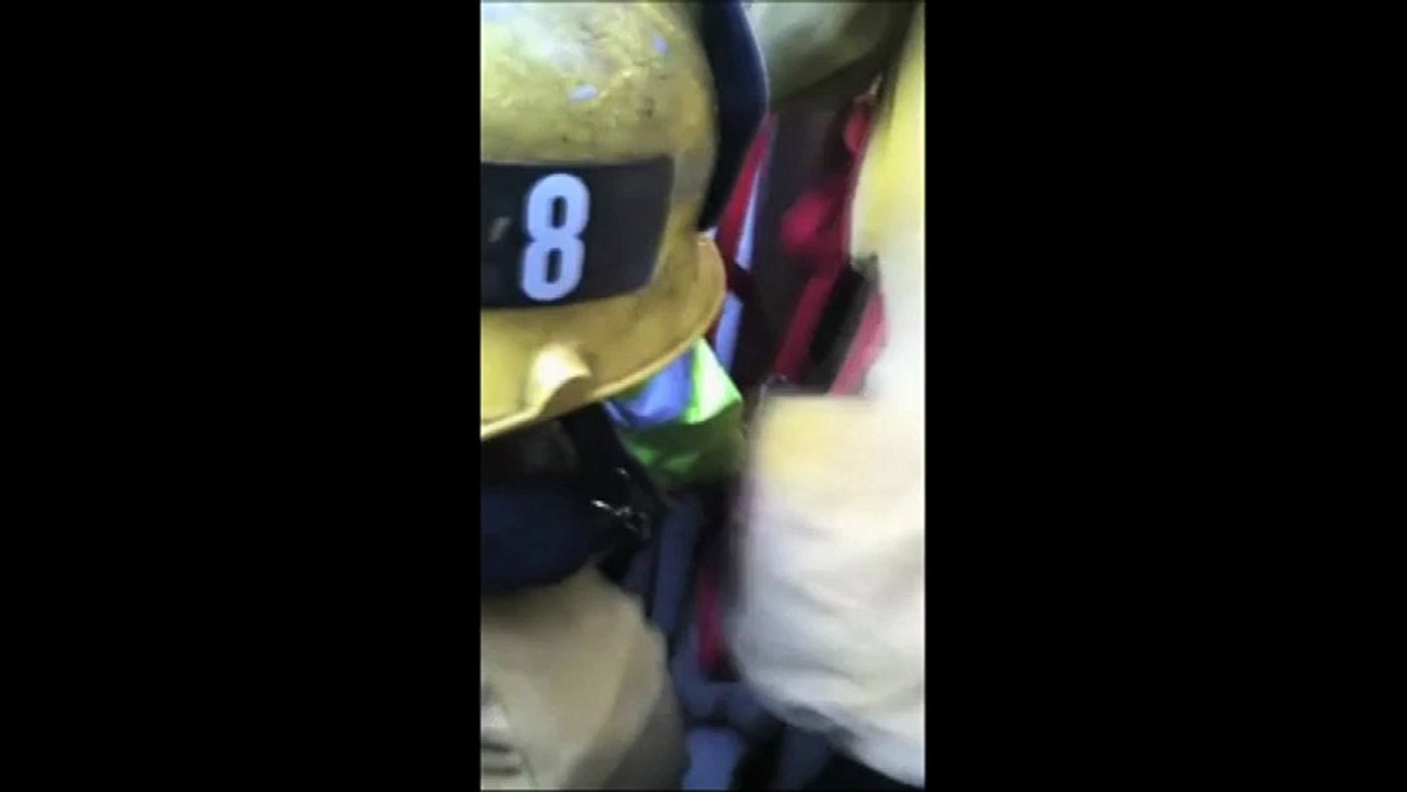 Los Angeles: des pompiers secourent un chien coincé entre deux murs