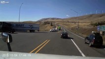 Impatient Truck Driver Causes Spectacular Collision