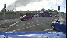 Truck hits bridge.
