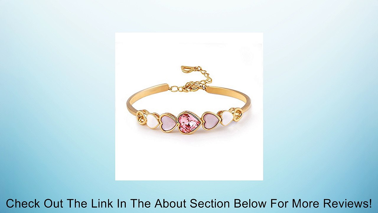 Swarovski Element Pink Crystal 18K Yellow Gold-Plated Dream Love Bangle Bracelet 7" Review