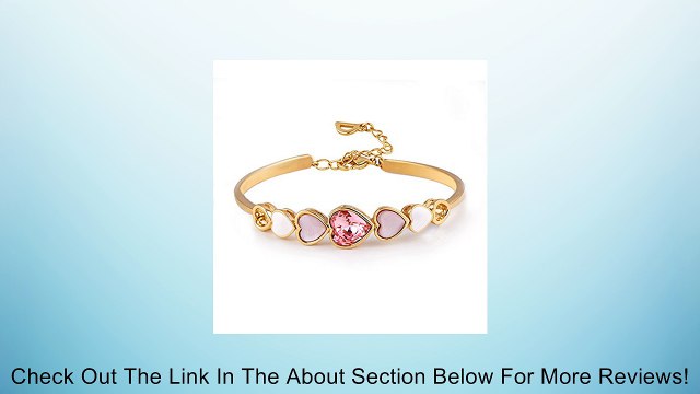 Swarovski Element Pink Crystal 18K Yellow Gold-Plated Dream Love Bangle Bracelet 7 Review