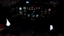 Cockpit view - night landing at San Fransisco