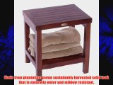 Classic 18 Teak Contemporary Style Teak Shower Bench With Shelf- Adjustable foot pads