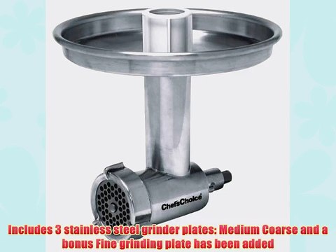 Chef's Choice Professional Meat Grinder Attachment for Kitchen Aid No.799 with 3 Grinding Plate