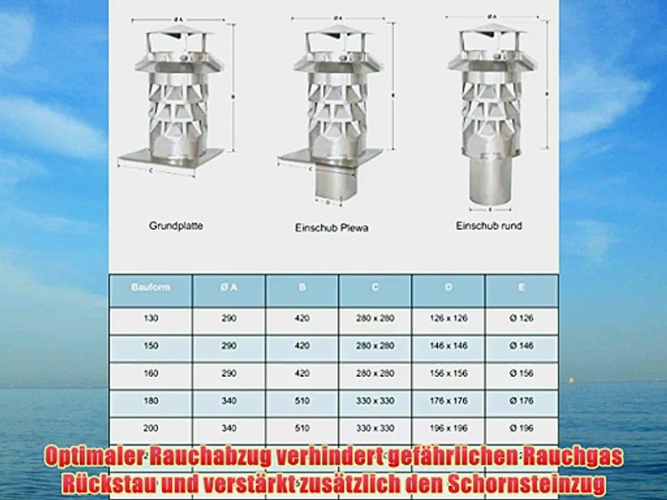 Schornsteinhaube / Kaminhut / Schornsteinabdeckung Kaminkraft V2A DN 180 mit Grundplatte