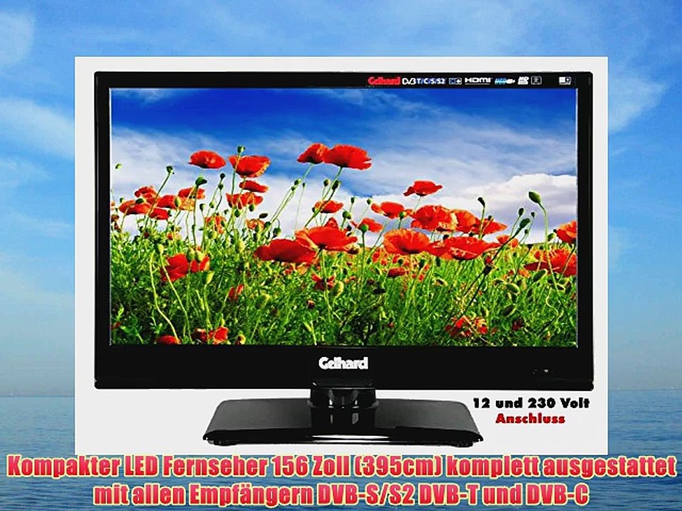 Gelhard GTV-1632 SAT LED TV Fernseher 16 40cm DVB-S2 /-C/-T 230V  12 Volt Energieeffizienzklasse