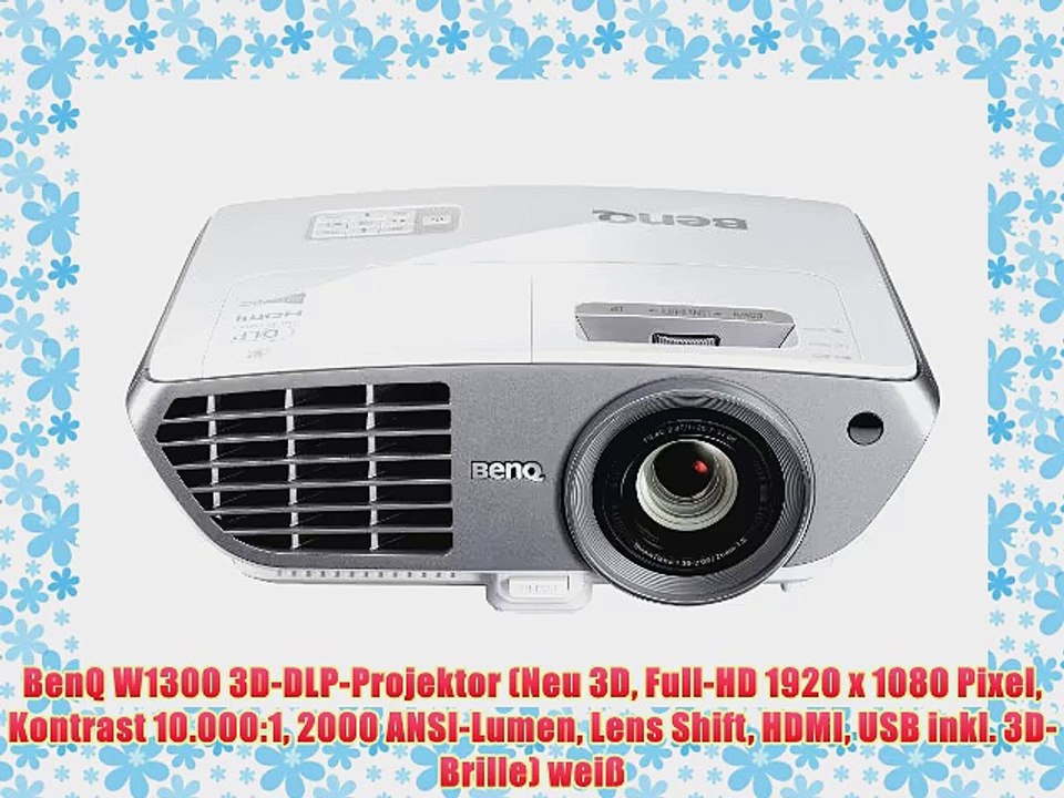 BenQ W1300 3D-DLP-Projektor (Neu 3D Full-HD 1920 x 1080 Pixel Kontrast 10.000:1 2000 ANSI-Lumen