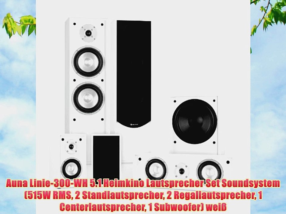Auna Linie-300-WH 5.1 Heimkino Lautsprecher Set Soundsystem (515W RMS 2  Standlautsprecher 2 - video Dailymotion