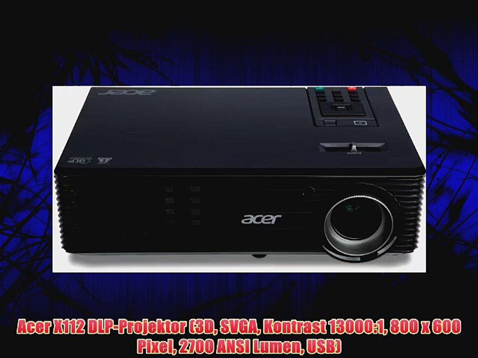 Acer X112 DLP-Projektor (3D SVGA Kontrast 13000:1 800 x 600 Pixel 2700 ANSI Lumen USB)