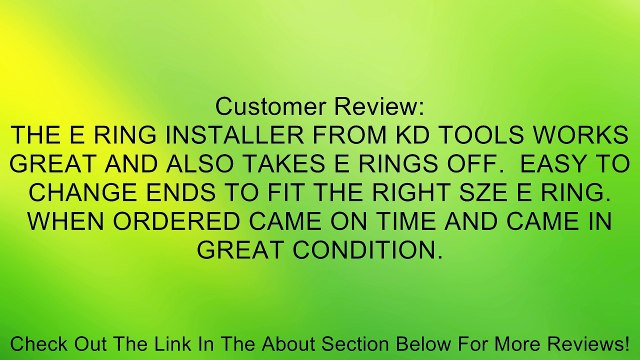 Kd Tools KDS3953 E Ring Installer And Removal Kit Review
