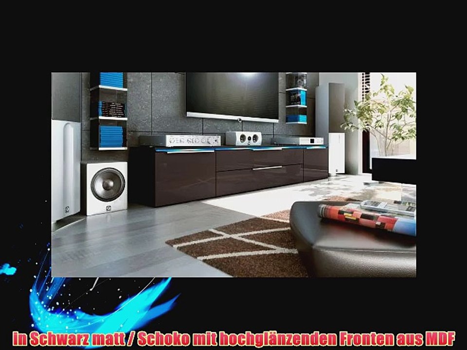 TV Board Lowboard Triest in Schwarz / Schoko Hochglanz