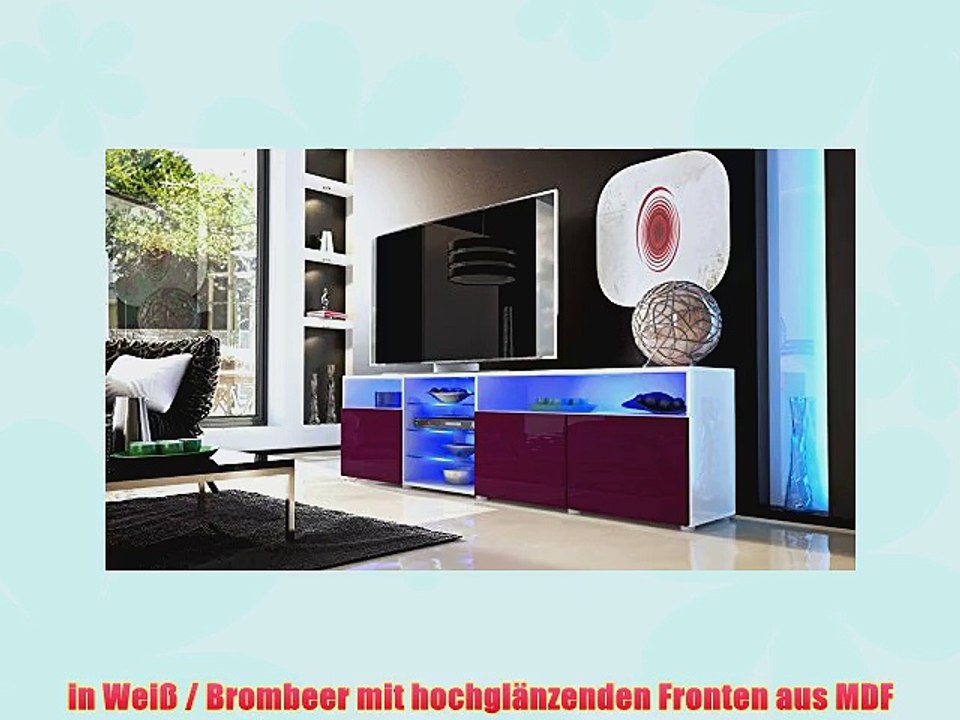 TV Board Lowboard Granada V2 in Wei? / Brombeer Hochglanz