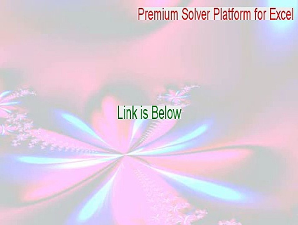Premium Solver Platform for Excel Full - Download Here (2015)