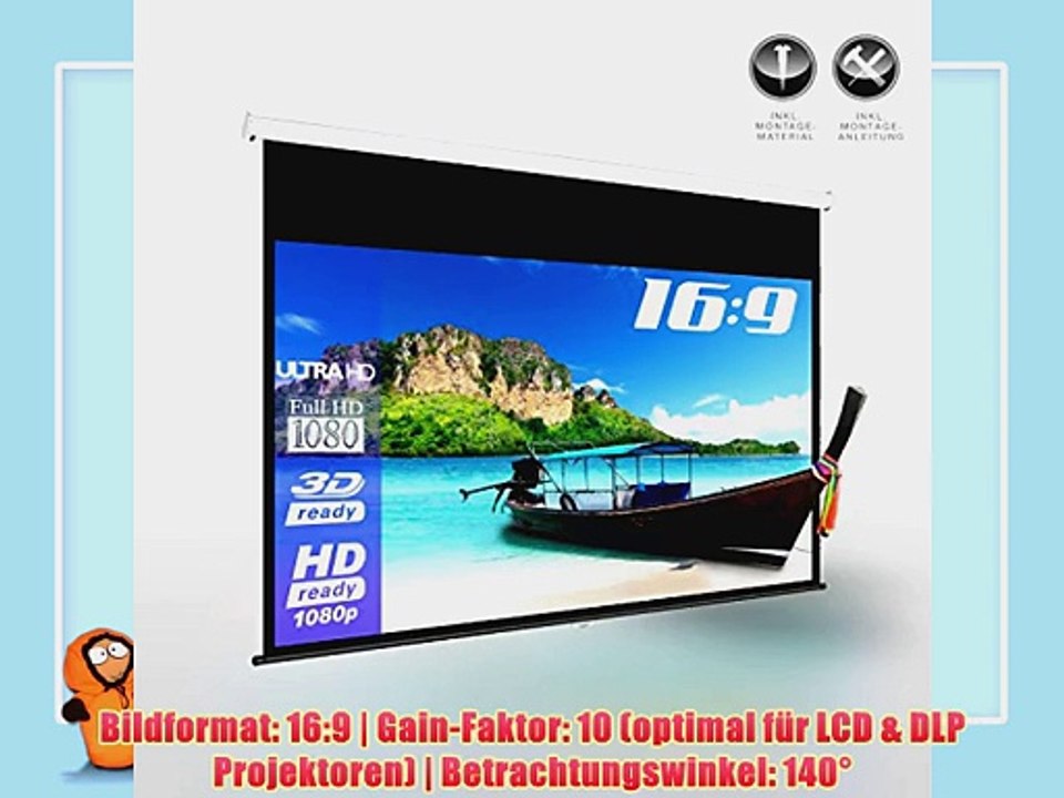 eSmart Germany Rollo Leinwand MIROLO | Gesamtbreite 239cm | Darstellungsfl?che 221cm x 125cm