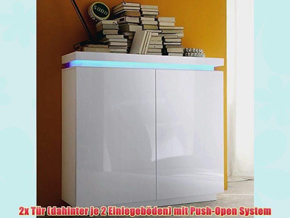 KOMMODE AUCKLAND M?BEL SCHRANK SIDEBOARD HOCHGLANZ WEISS LED BELEUCHTET NEU