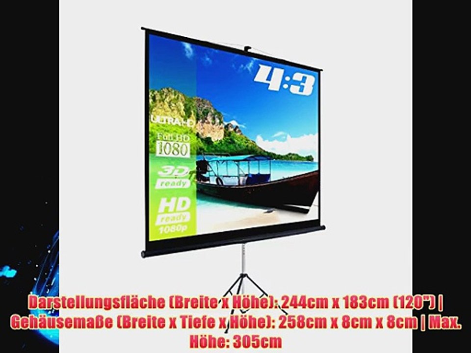 eSmart Germany Stativ Leinwand MISATI | Gesamtbreite 258cm | Darstellungsfl?che 244cm x 183cm